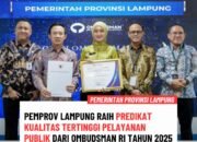 Pemprov Lampung Raih Predikat Kualitas Tertinggi Pelayanan Publik dari Ombudsman RI Tahun 2025